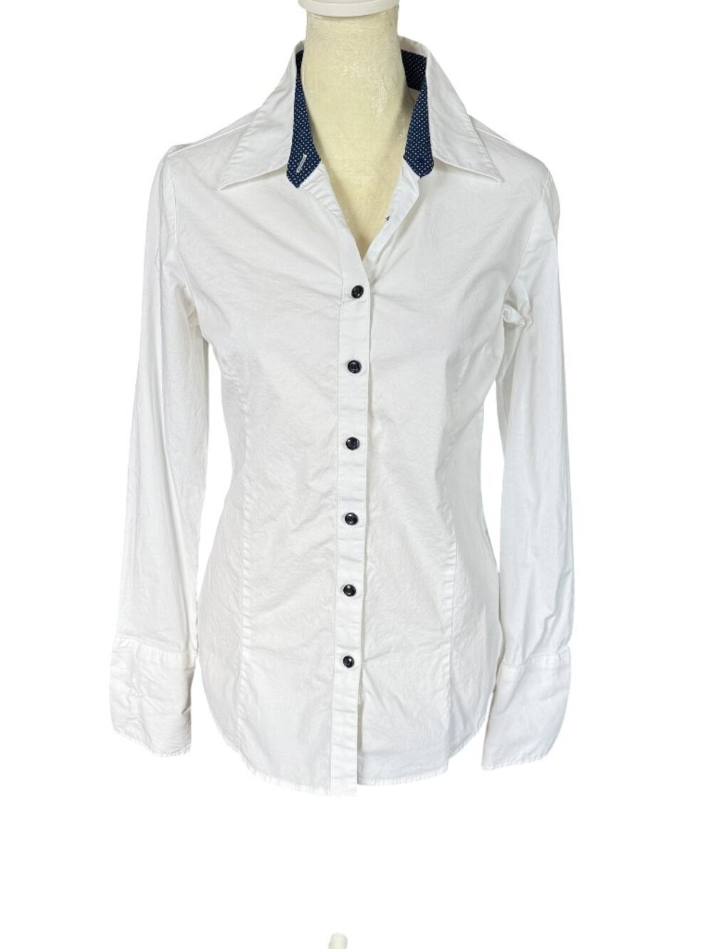 Esabel. C white long sleeve collared button down shirt women's size small